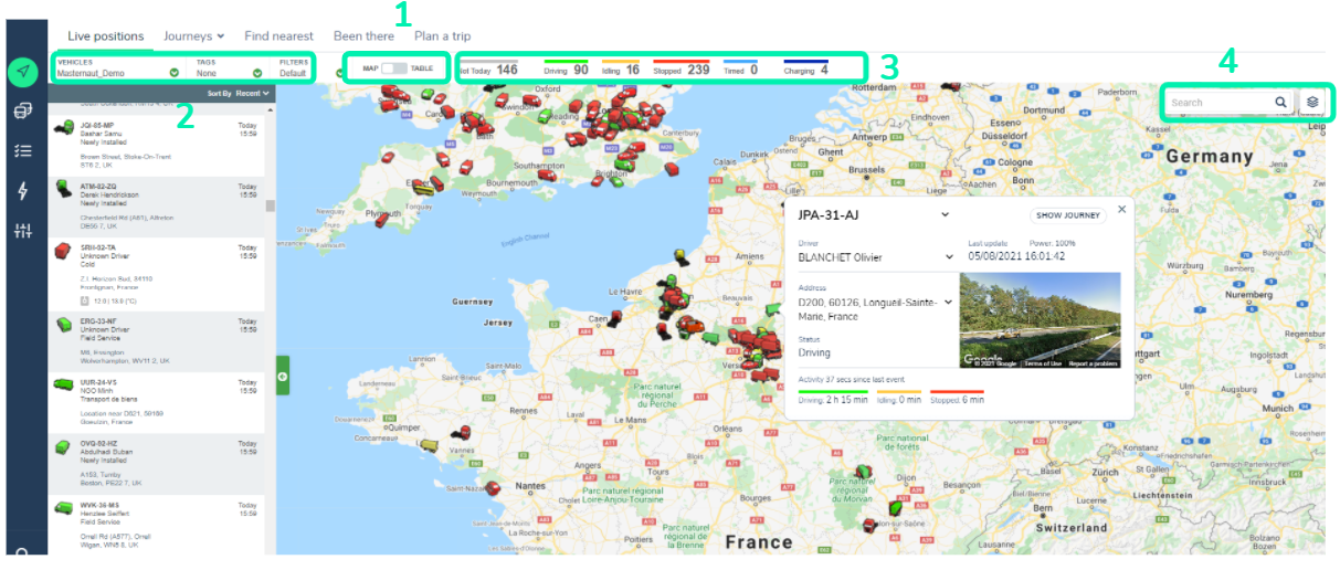 Michelin Connected Fleet Live Positions Map