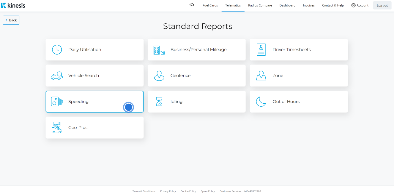 radius telematics kinesis software reporting options