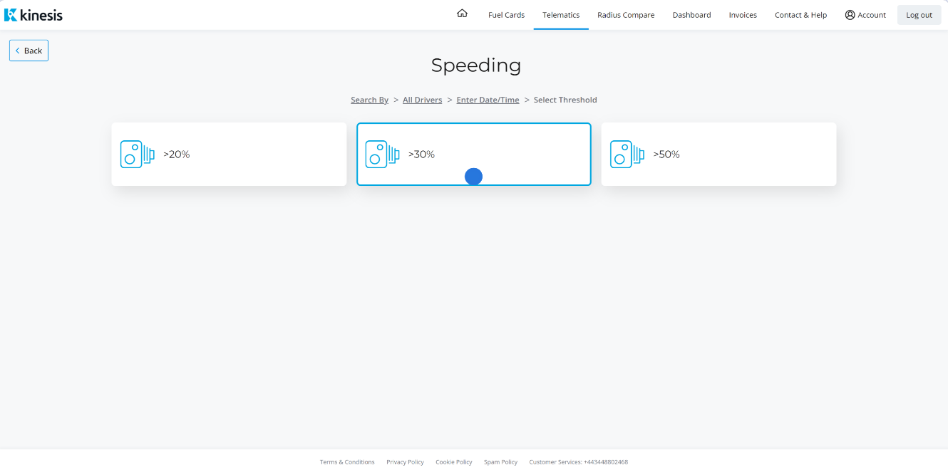 Radius Telematics kinesis speeding report