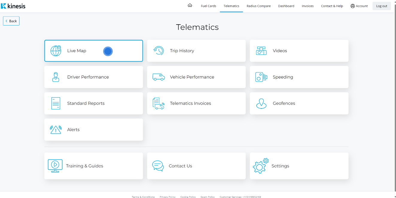 radius telematics kinesis software home page