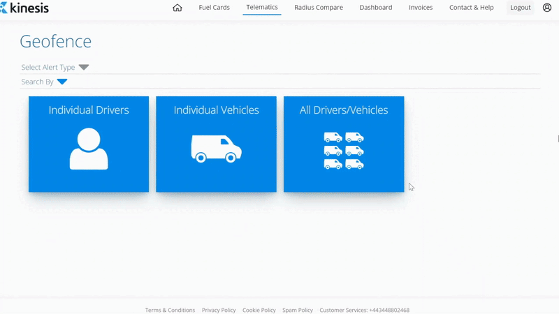 Radius telematics kinesis geofencing process
