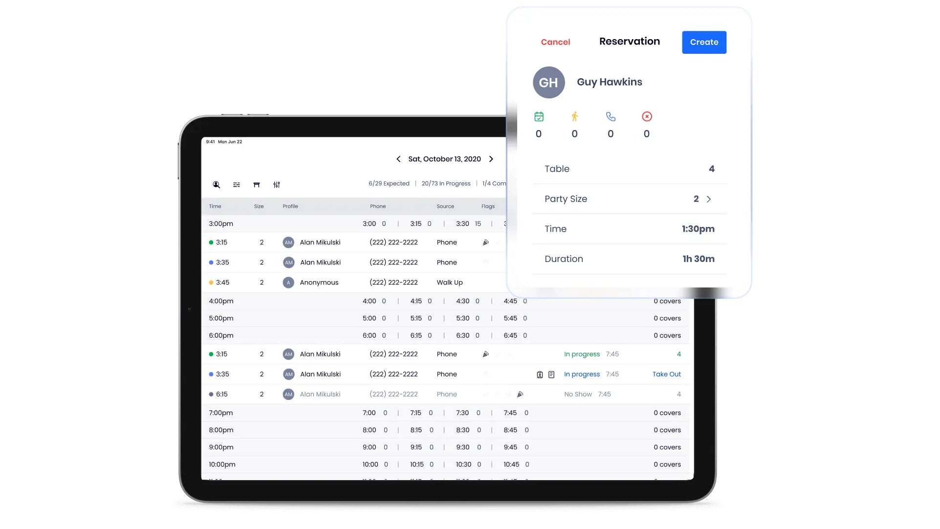 reservations system in SpotOn