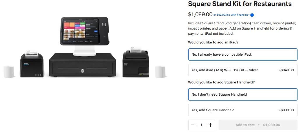 square stand kit for restaurants