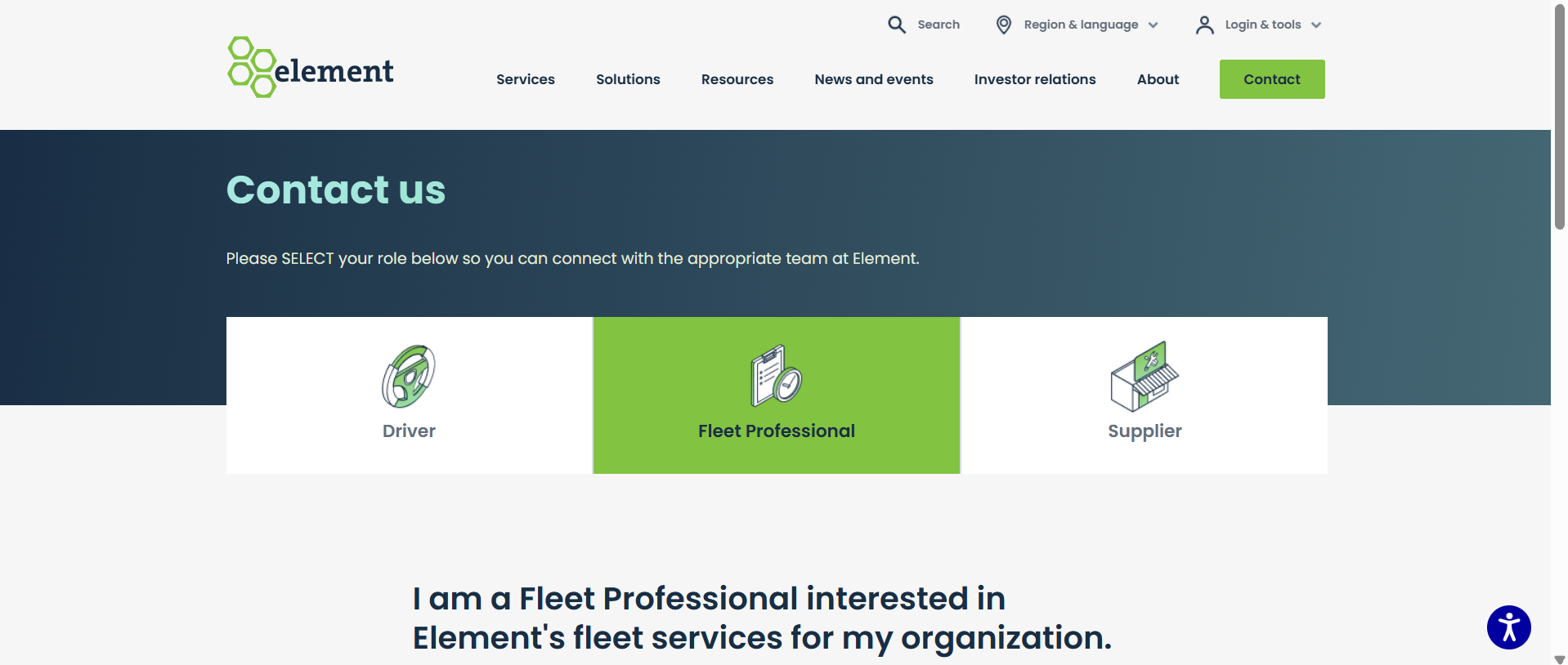 Element fleet management support routes