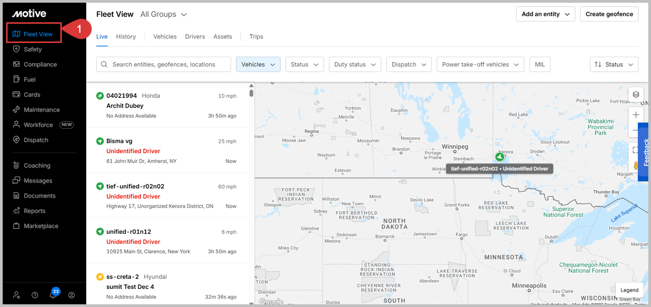 motive fleet map view