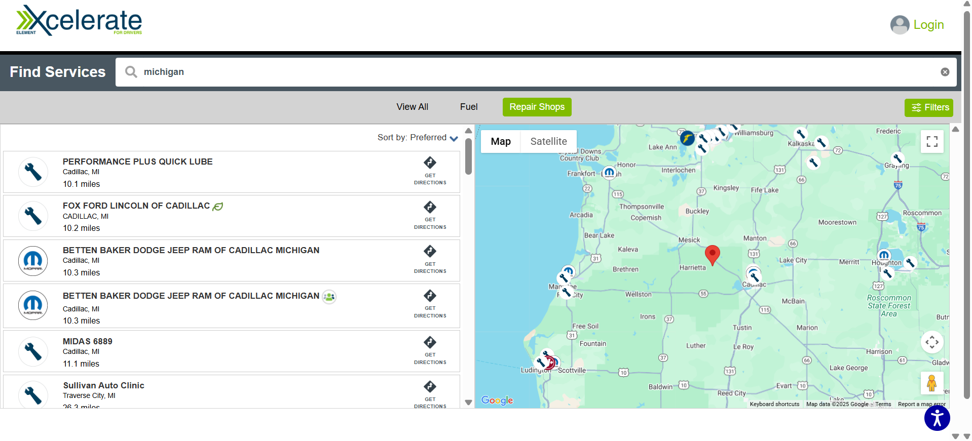 repair shop and refueling location finder