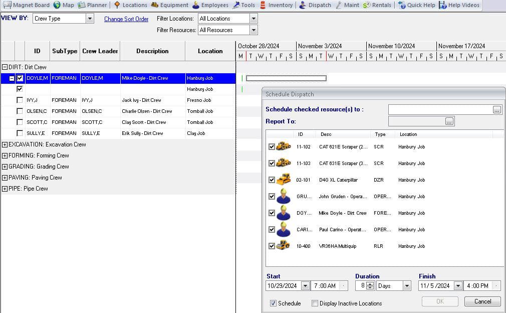 planner view in dispatch software