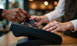 Credit card machine being used in a restaurant