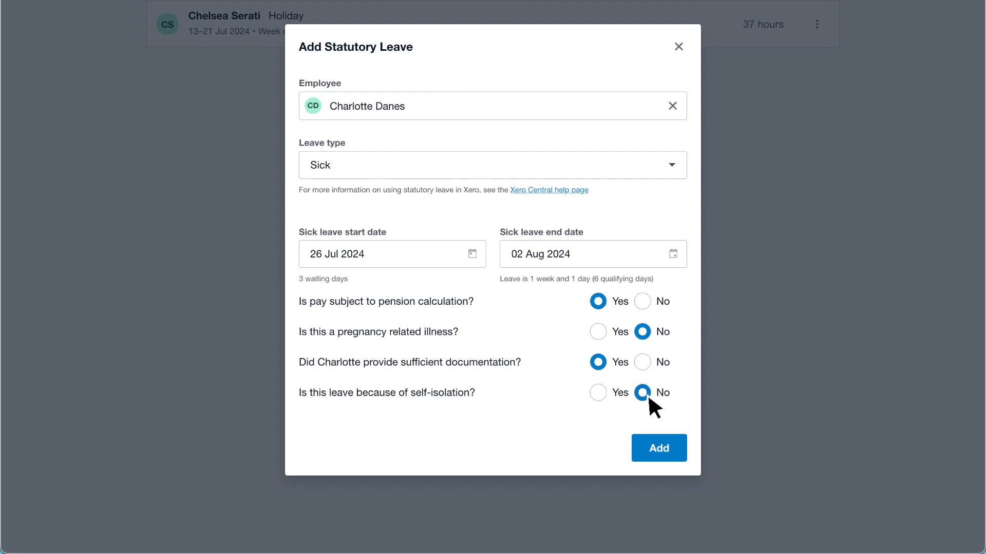 xero payroll statutory leave