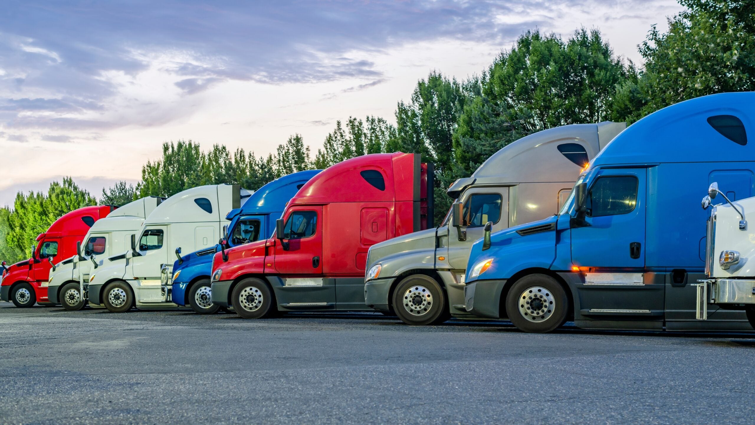 trucks in a parking lot