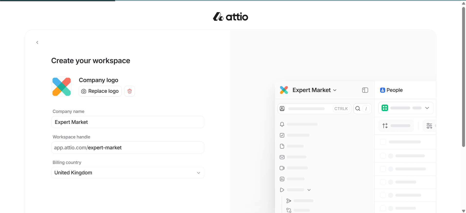 company setup in Attio