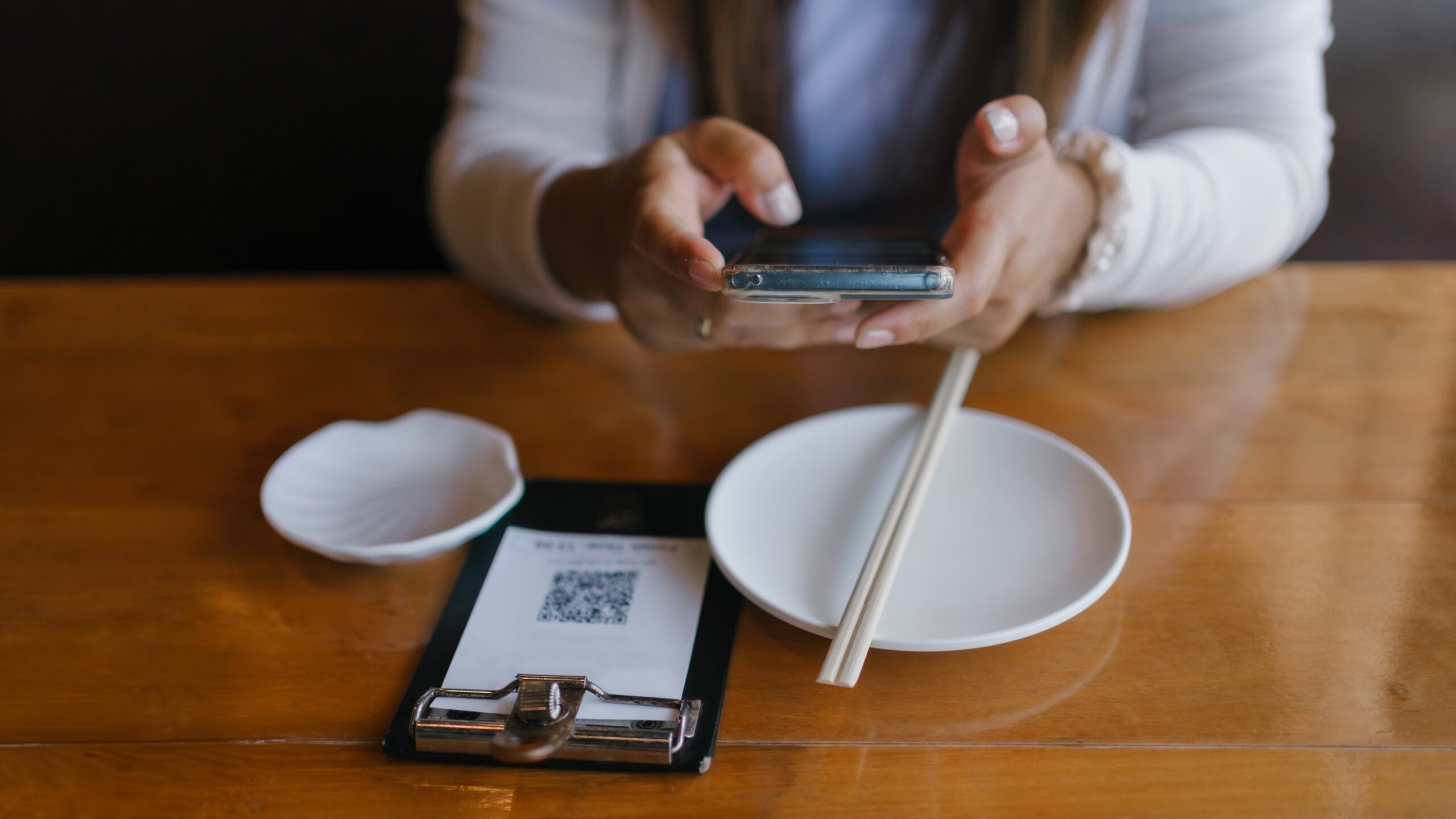 QR code ordering in a restaurant