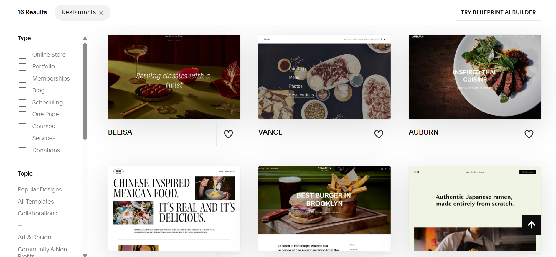 Squarespace offers a great selection of restaurant templates, designed to make the food pop.