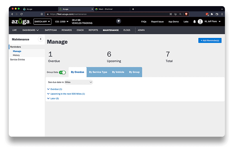azuga maintenance page