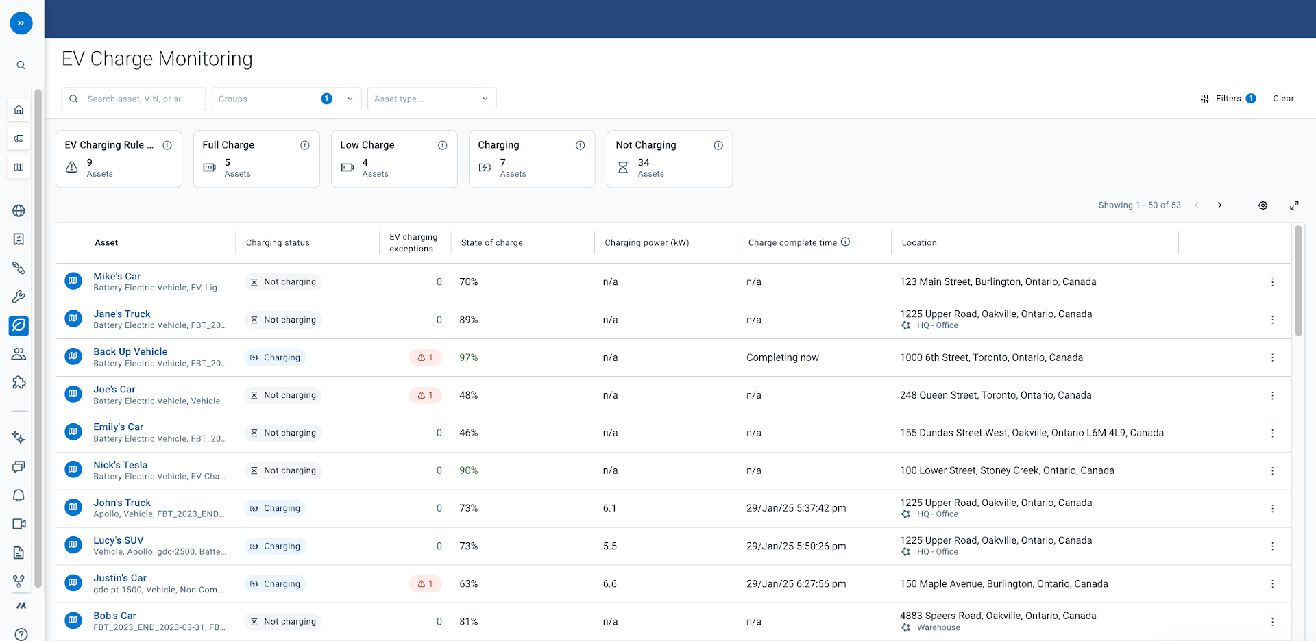 geotab ev charge monitoring