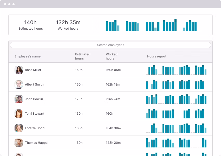 Factorial lets you oversee employee working hours with a digital clock-in/out system