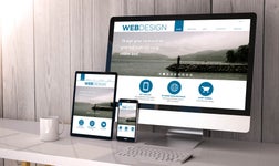 Website builder on computer, tablet, and smartphone