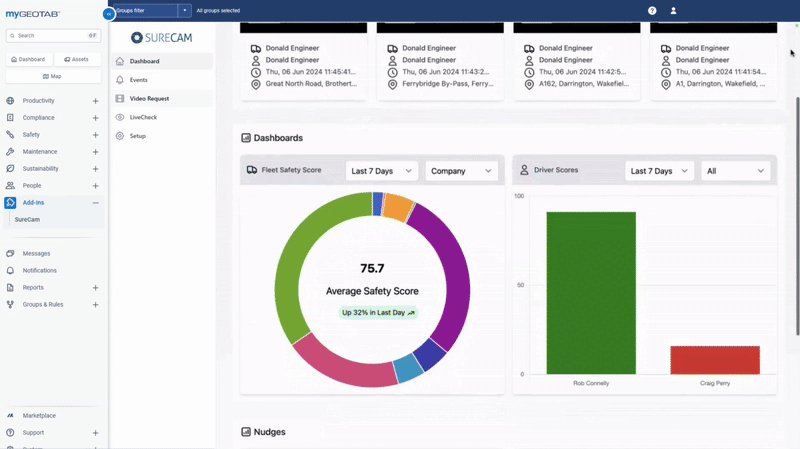 geotab platform with sureCam