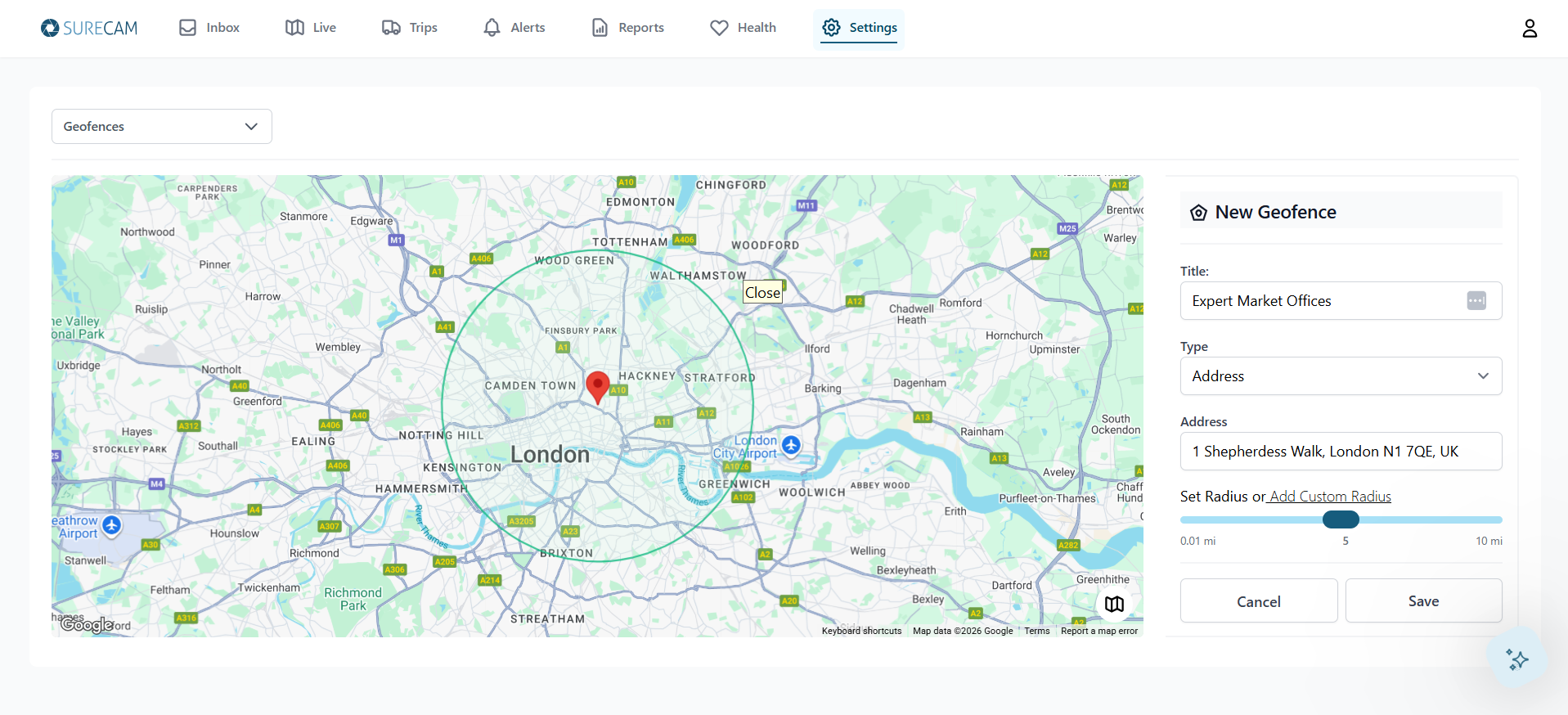 Geofences inside SureCam