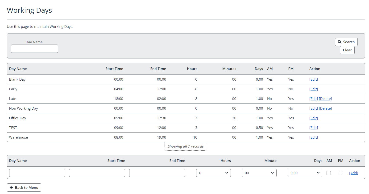 employees log working days in iris cascade