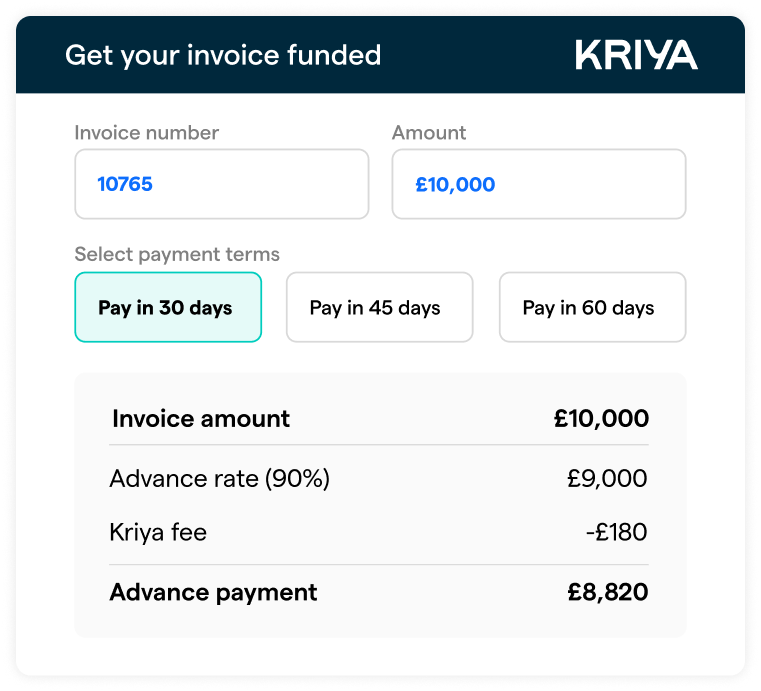 invoice factoring with Kriya