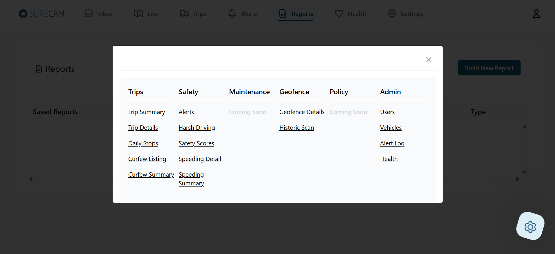 surecam report options