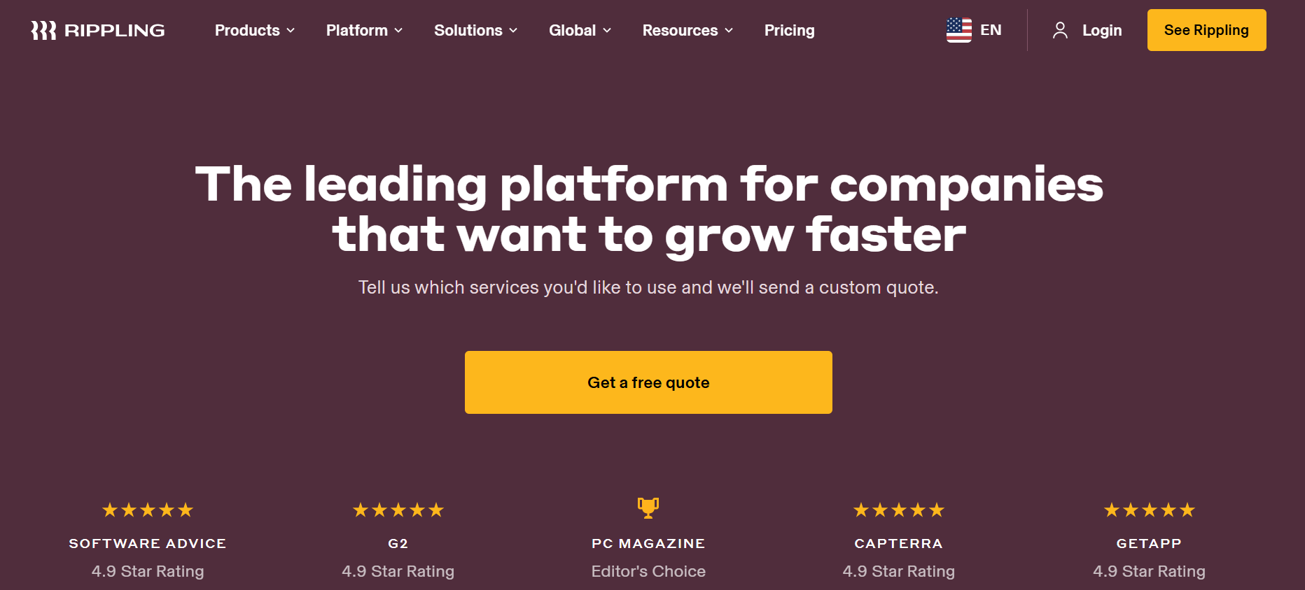 Like lots of leading payroll providers, Rippling operates on a custom pricing system. Source: Rippling