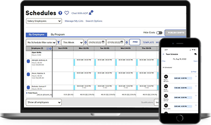 ADP lets businesses capture employee hours, manage overtime, and more
