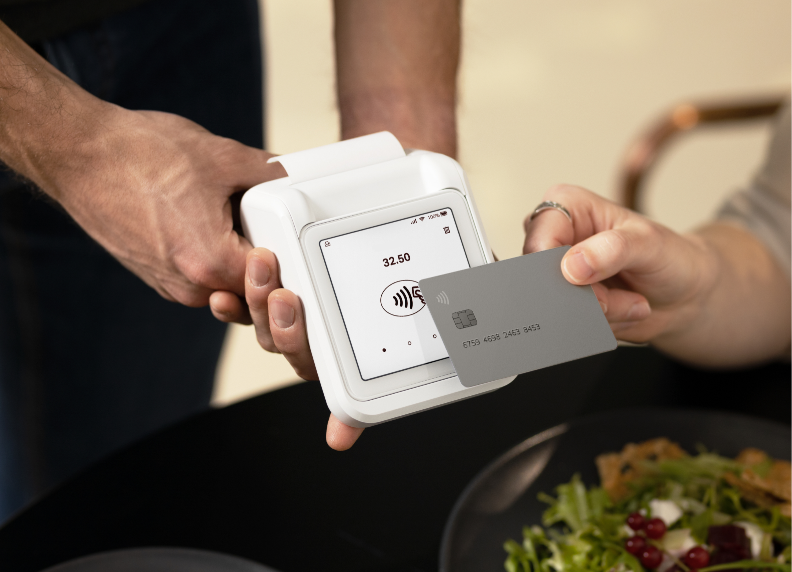 sumup solo with printer being used to pay in store