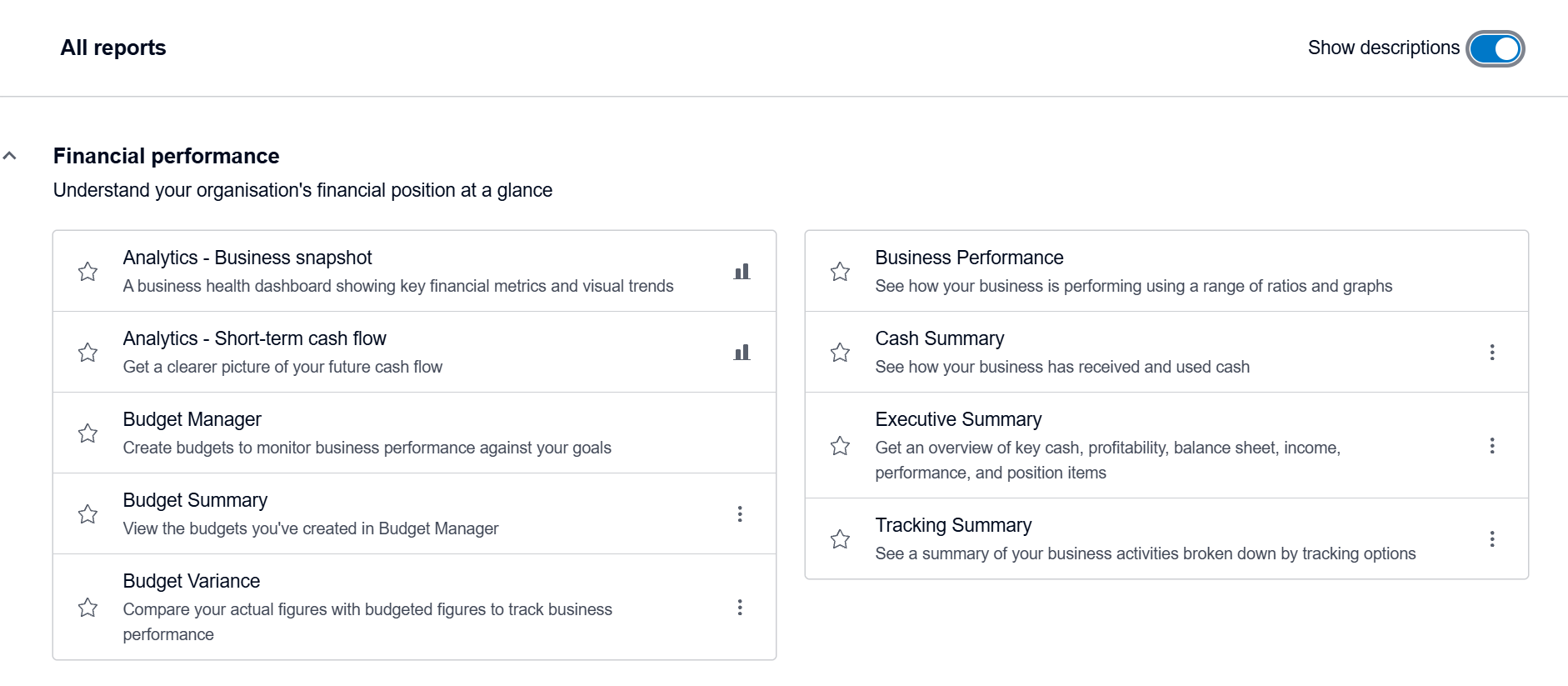Xero financial reporting features