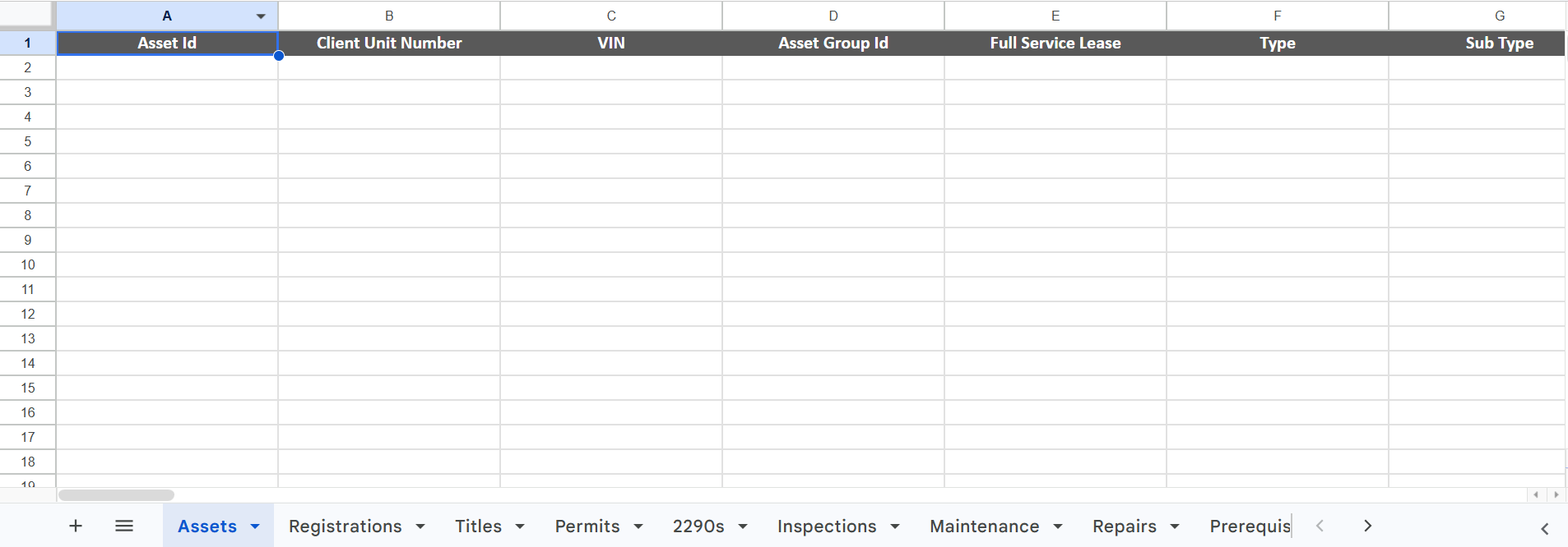 bulk importing spreadsheet with fleetworthy