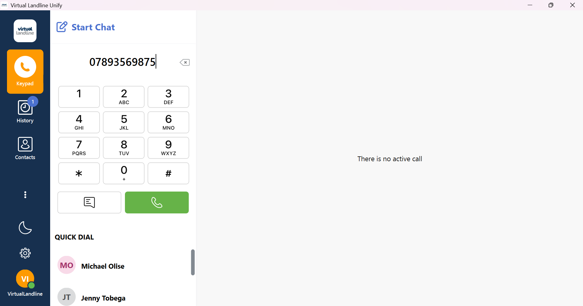 keypad in virtual landline