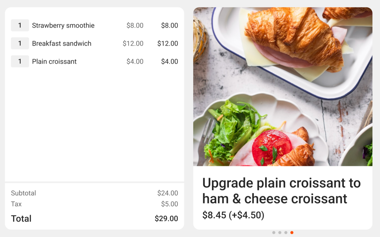 Toast's menu up sell feature