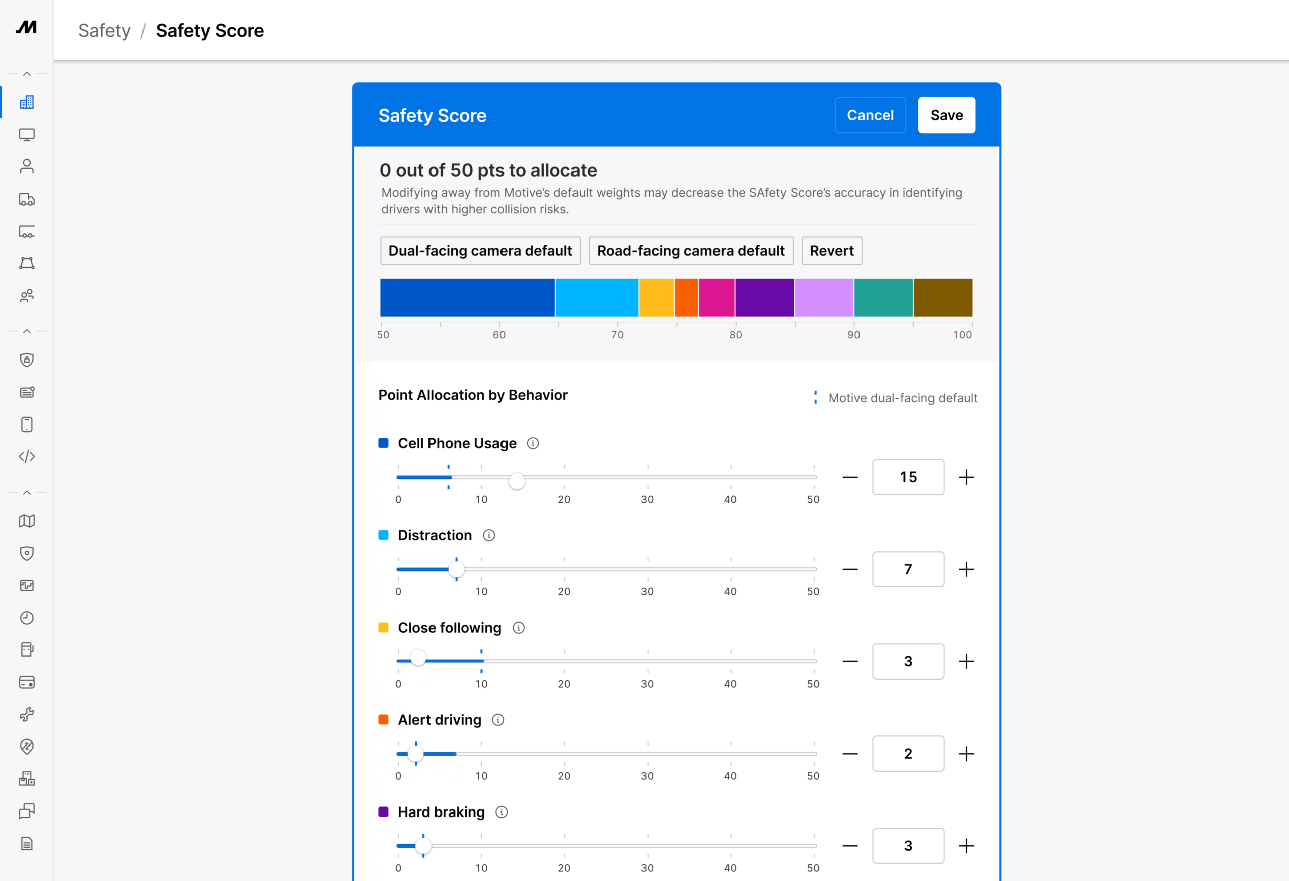 safety score customization motive