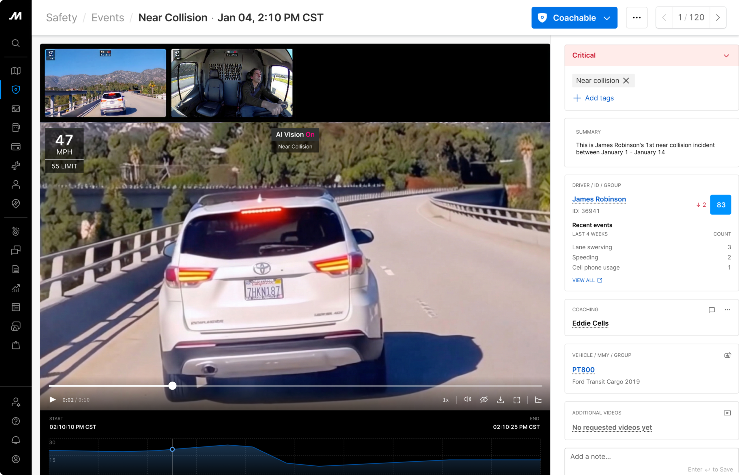 zoom lens on motive AI dashcam plus