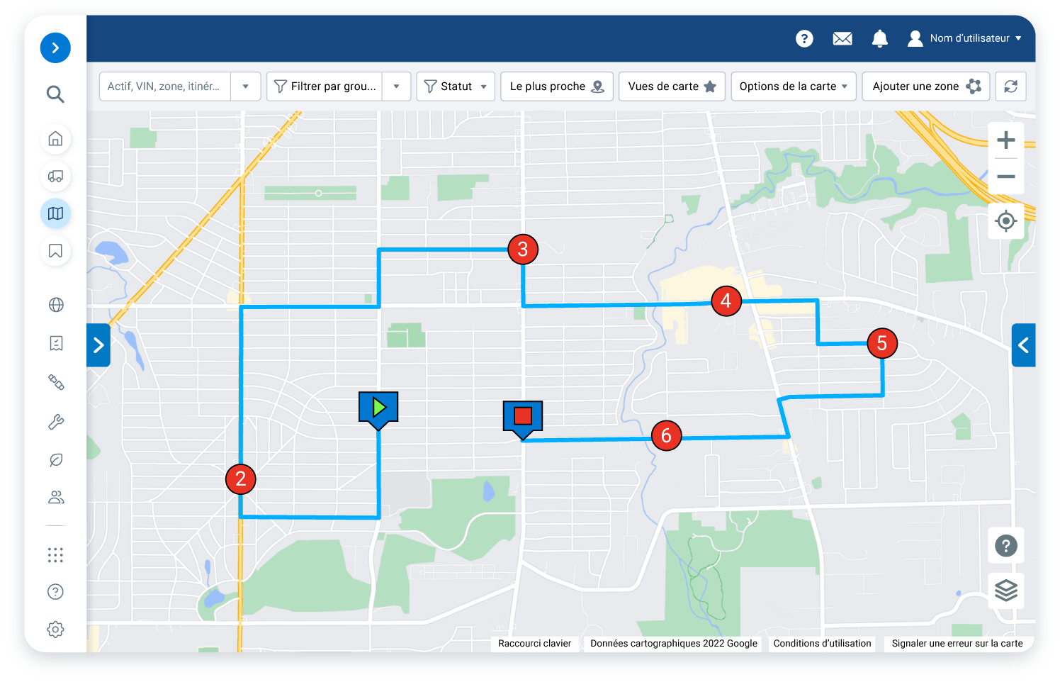 Le logiciel Geotab met en &eacute;vidence en temps r&eacute;el les actifs en service et disponibles, permettant de r&eacute;duire les temps d&rsquo;arr&ecirc;t et optimiser les itin&eacute;raires. Source: Expert Market