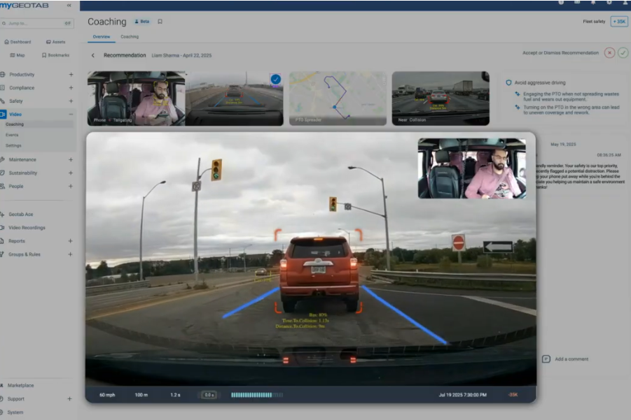 Geotab's data-driven driver coaching tools helps you reduce risky driving behaviour