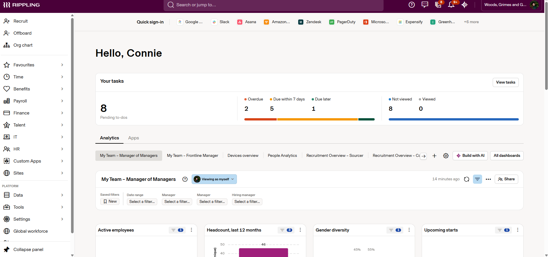 Screenshot of Rippling dashboard. Source: Expert Market