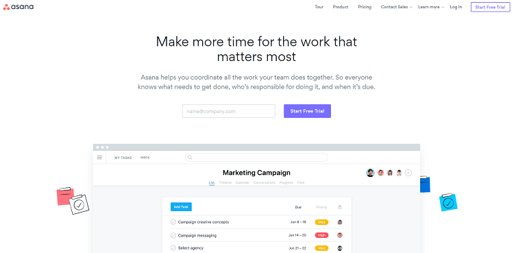 B2B website design - Asana