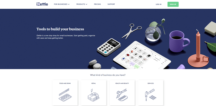 B2B website design - iZettle