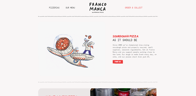Restaurant website design Franco Manca